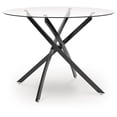 thumbnail image 1 of Signature Design by Ashley Pharwynn Round Glass Dining Table Only - Modern Black Metal Base - 42" Diameter, 1 of 7