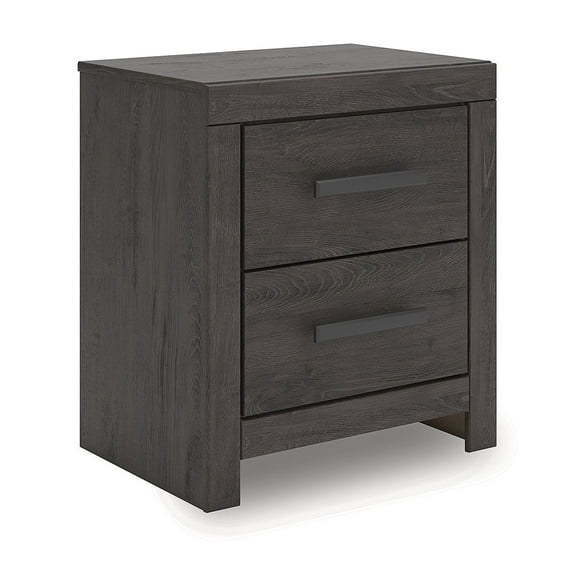 Signature Design by Ashley Prendonea Smooth Gliding 2 Drawer Night Stand, Charcoal