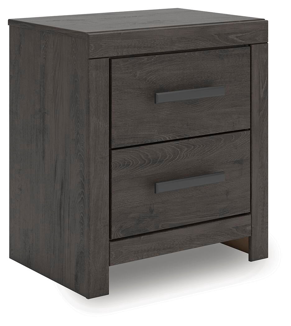 Signature Design by Ashley Prendonea Smooth Gliding 2 Drawer Night Stand, Charcoal
