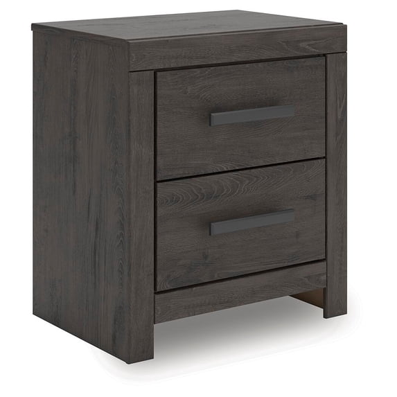 Signature Design by Ashley Prendonea Smooth Gliding 2 Drawer Night Stand, Charcoal