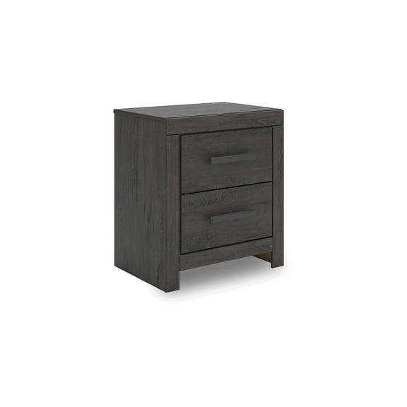 Signature Design by Ashley Prendonea Smooth Gliding 2 Drawer Night Stand, Charcoal