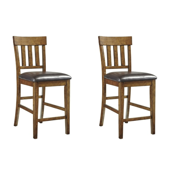 Signature Design by Ashley Ralene Counter Height Upholstered Barstool, Set of 2, Medium Brown