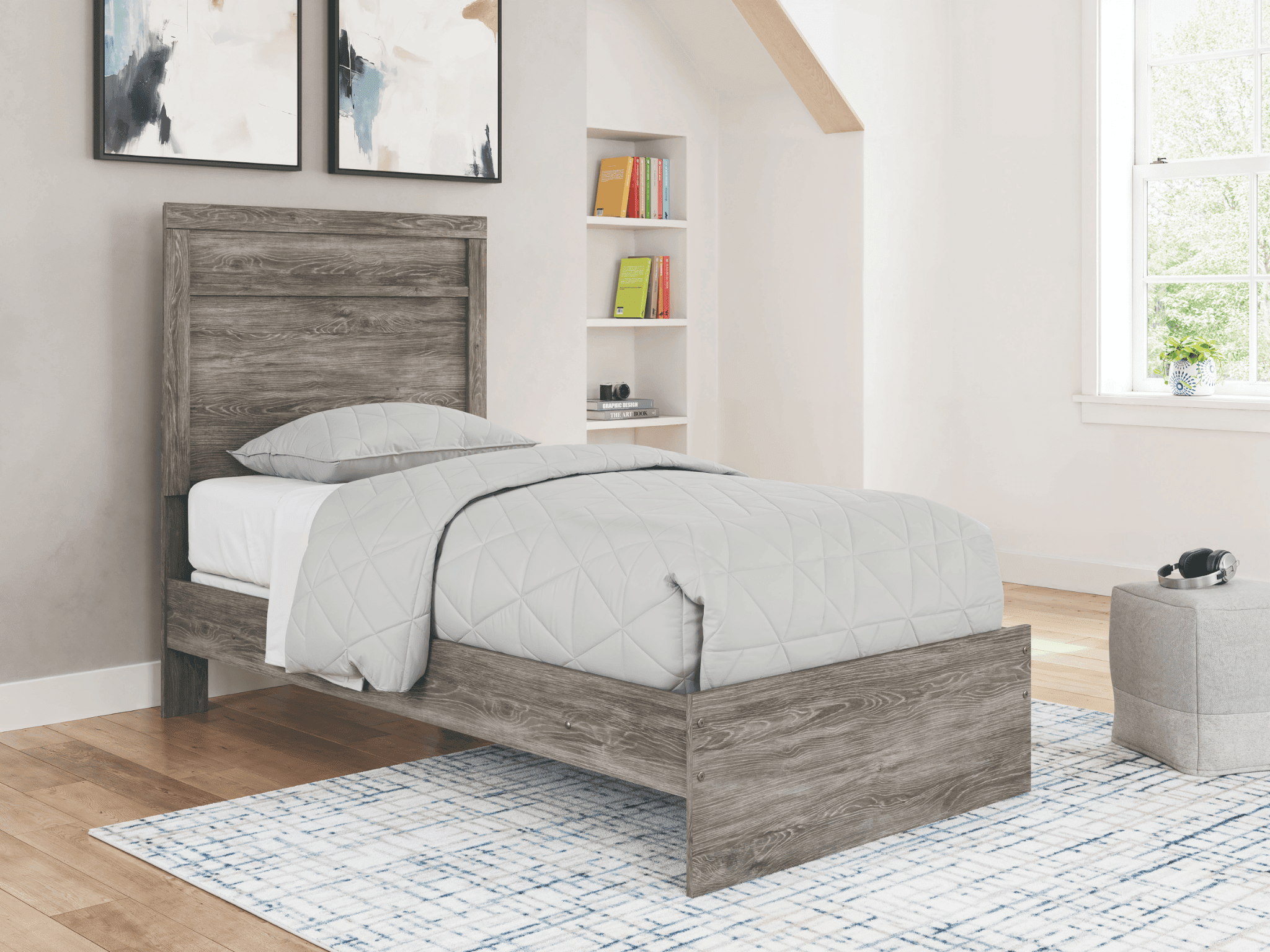 Signature Design by Ashley Ralinksi Kids Twin Panel Bed, Gray, Includes Headboard, Footboard and Rails