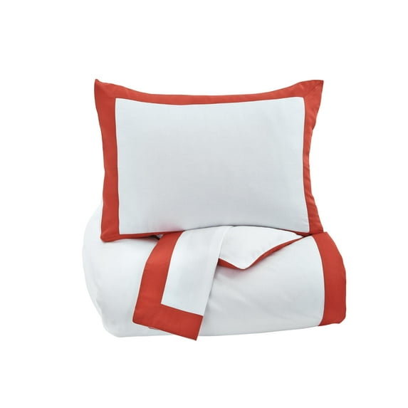Signature Design by Ashley Ransik Pike Coral Queen Duvet Cover Set