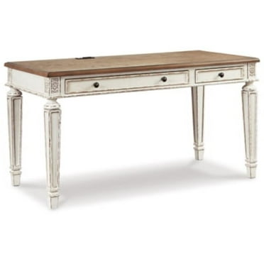 Signature Design by Ashley Realyn 60" Home Office 2 Drawer Desk, White/Brown