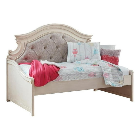 Signature Design by Ashley Realyn Fabric Twin Day Bed in White and Light Gray