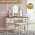 thumbnail image 1 of Signature Design by Ashley Realyn Vanity Set with 3-Panel Mirror and Upholstered Stool, Antique White/Brown, 1 of 6