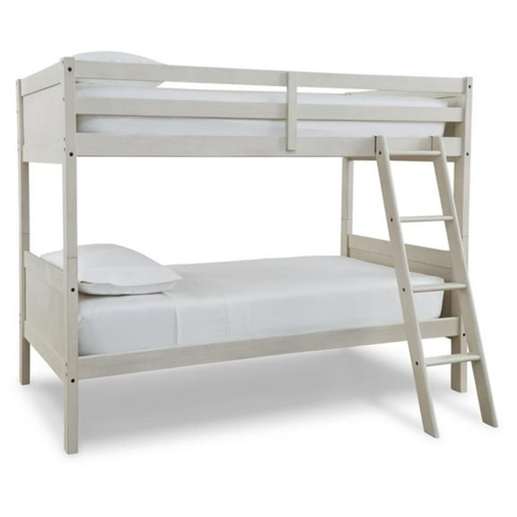 Signature Design by Ashley Robbinsdale White Twin/Twin Bunk Bed with Ladder