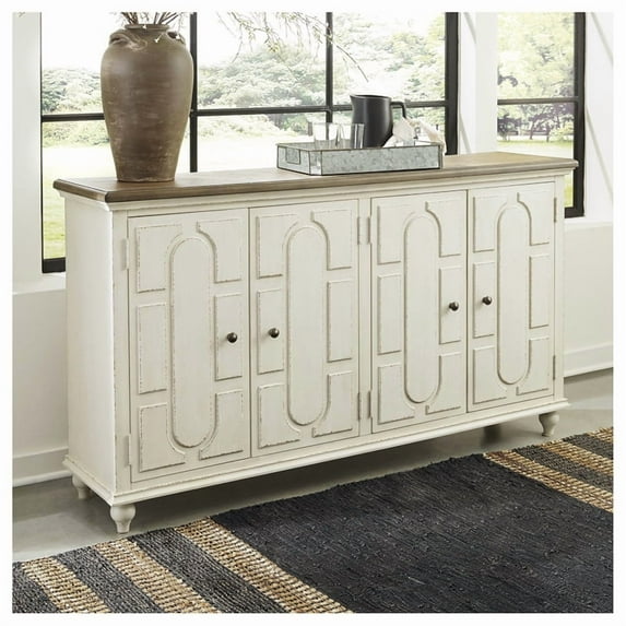 Signature Design by Ashley Roranville Accent Cabinet in Antique White