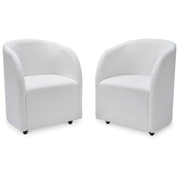 Signature Design by Ashley Rowanbeck Contemporary Dining Chair with Casters, Set of 2, Ivory