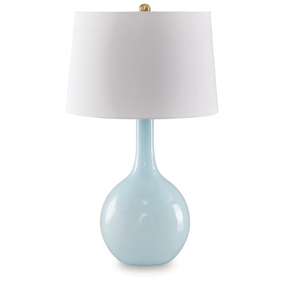 Signature Design by Ashley Rylanton Table Lamp, Aqua Glass, 26" Tall, Modern Accent Lighting