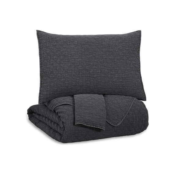Signature Design by Ashley Casual Ryter 3-Piece Queen Coverlet Set Charcoal