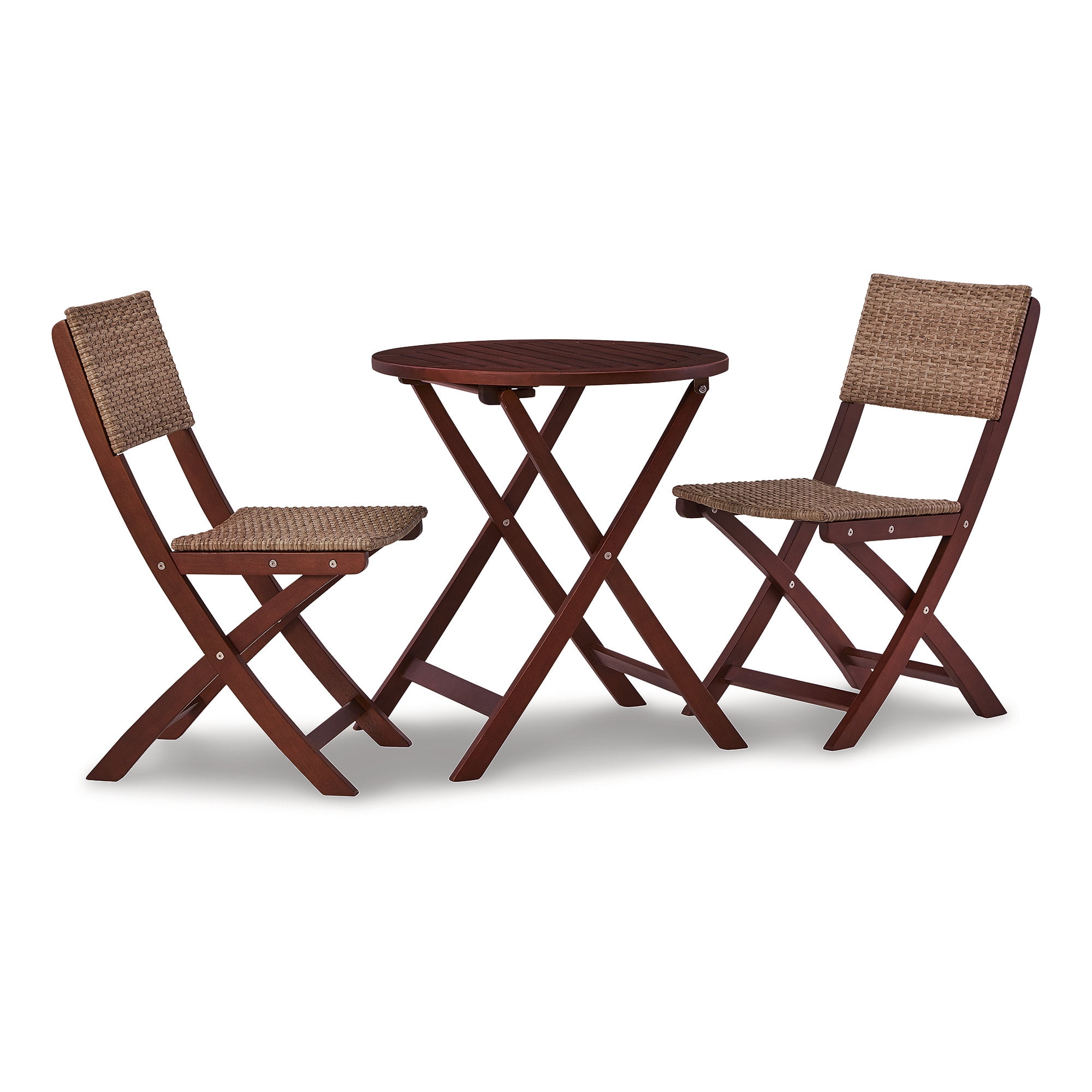 Safari Peak Brown Eucalyptus Wood Folding Table and Chairs Set