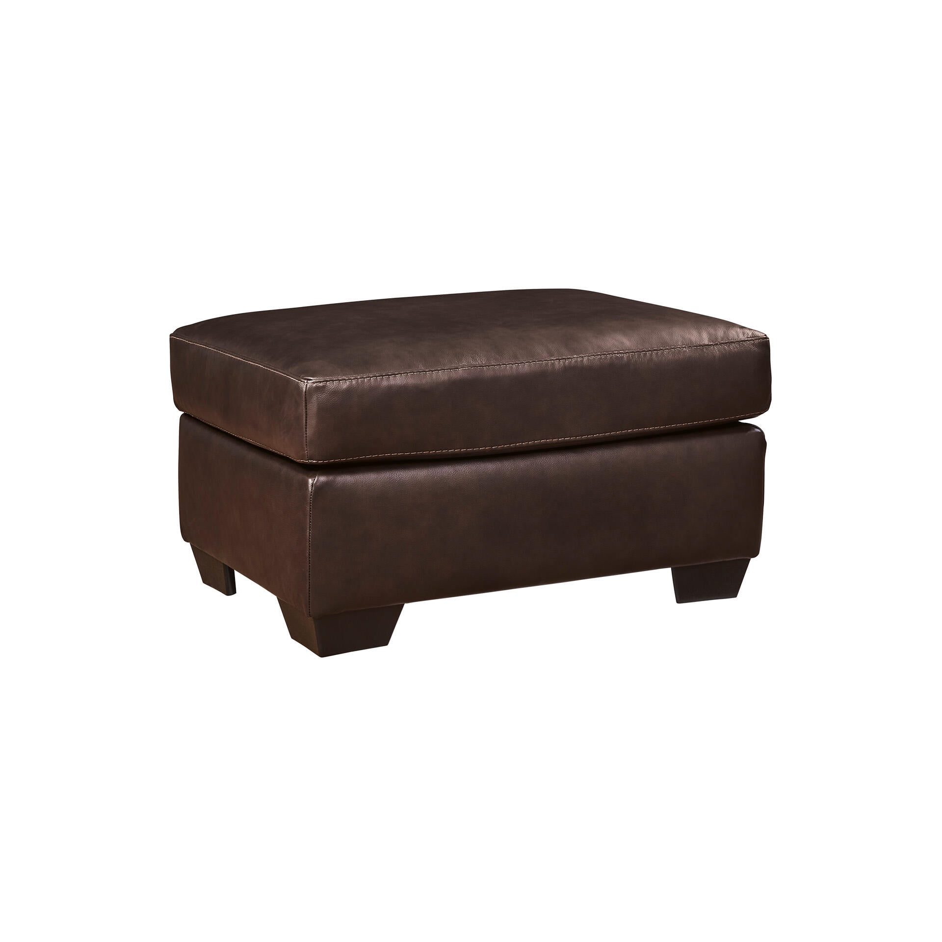 Signature Design by Ashley Santorine Leather Ottoman in Dark Brown