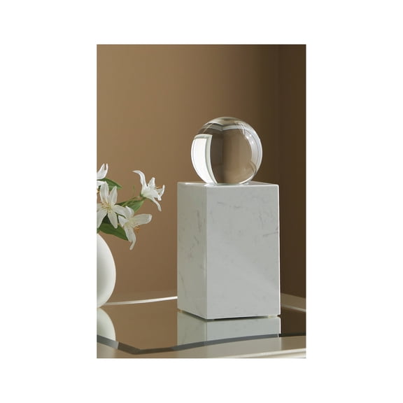 Signature Design by Ashley Sellner 12 Inch Contemporary Crystal and White Marble Tabletop Sculpture