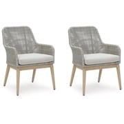 Signature Design by Ashley Seton Creek Outdoor Dining Arm Chair Set of 2, Gray