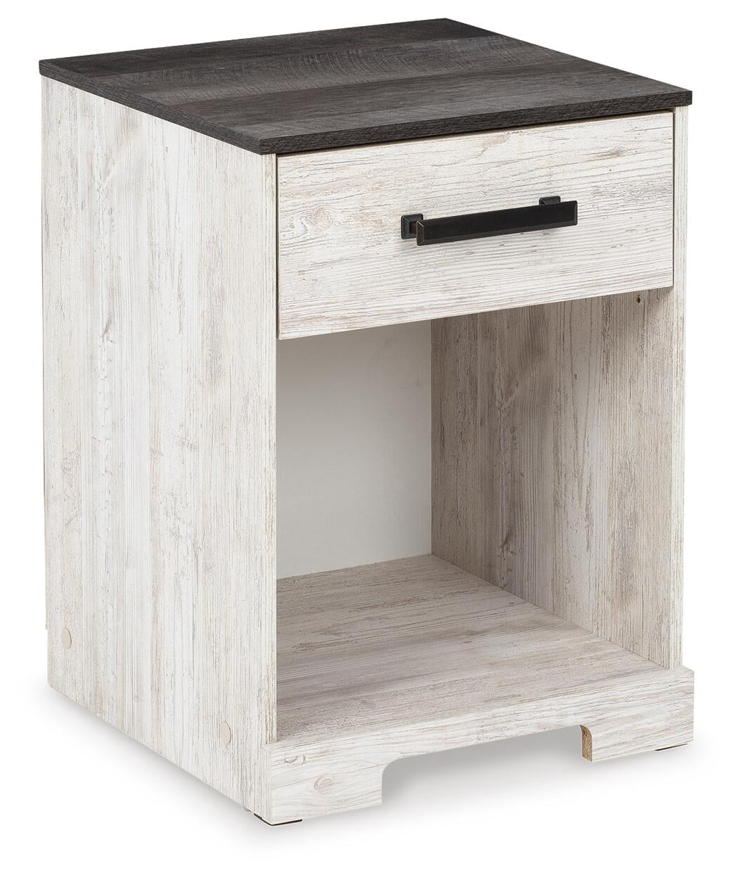Signature Design by Ashley Shawburn One Drawer Night Stand, White/Dark Charcoal Gray