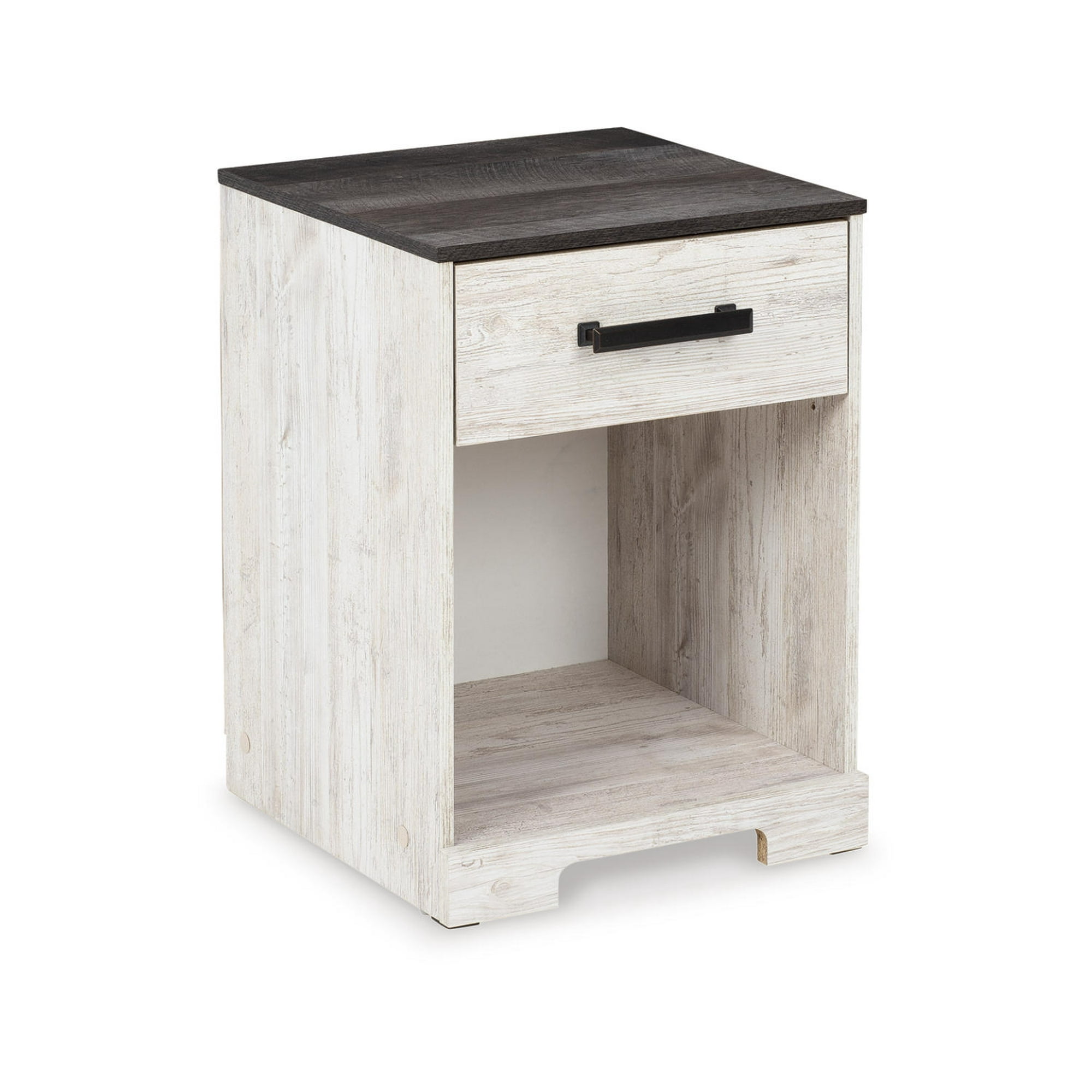 Signature Design by Ashley Shawburn One Drawer Night Stand, White/Dark Charcoal Gray