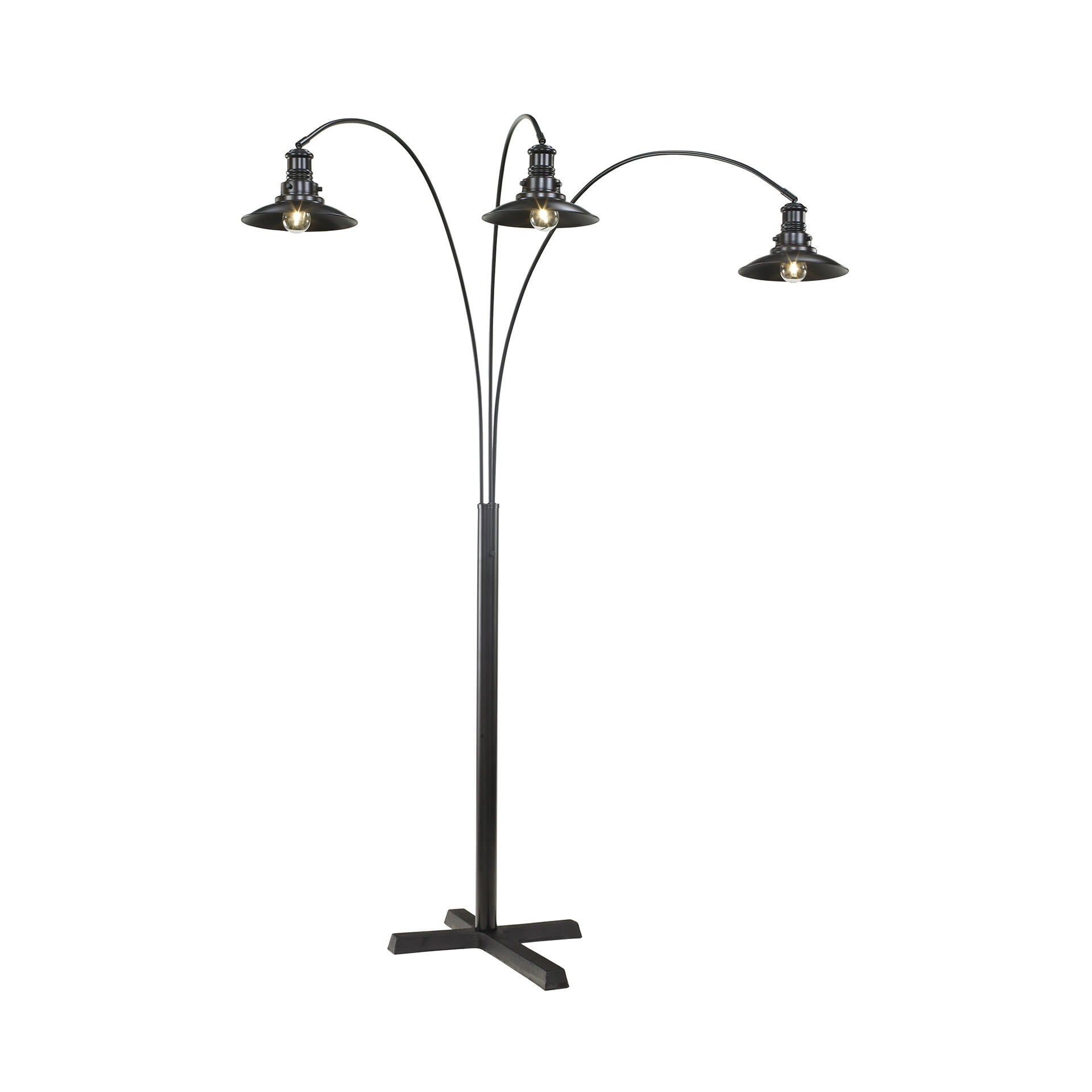 Signature Design by Ashley Sheriel Metal Arc Floor Lamp, Black, Adjustable 3-Light Floor Lamp with Dimmer Switch