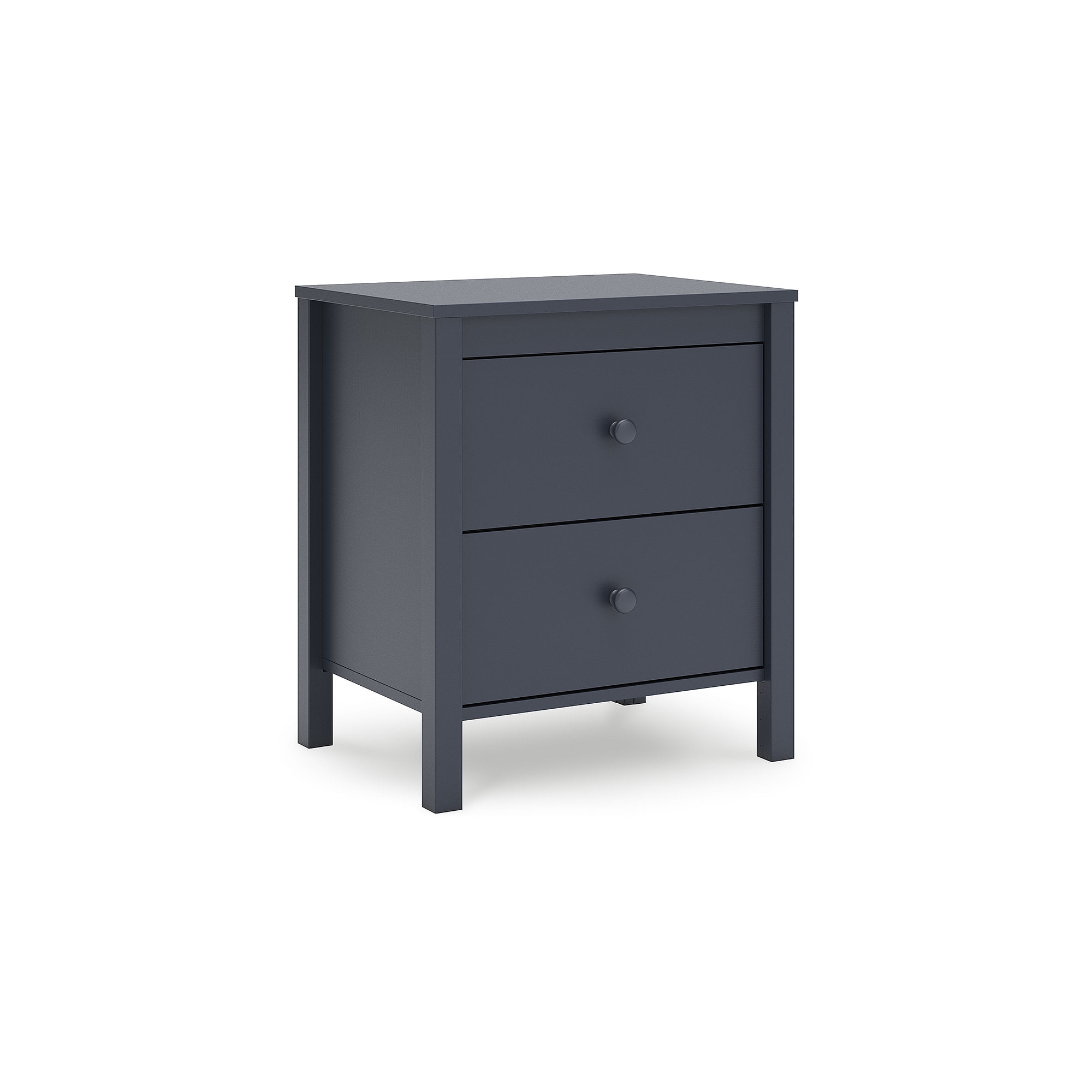 Navy Blue Transitional 2-Drawer Nightstand