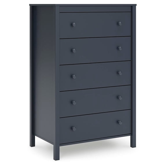 Signature Design by Ashley Simmenfort 5 Drawer Tall Dresser, Navy Blue