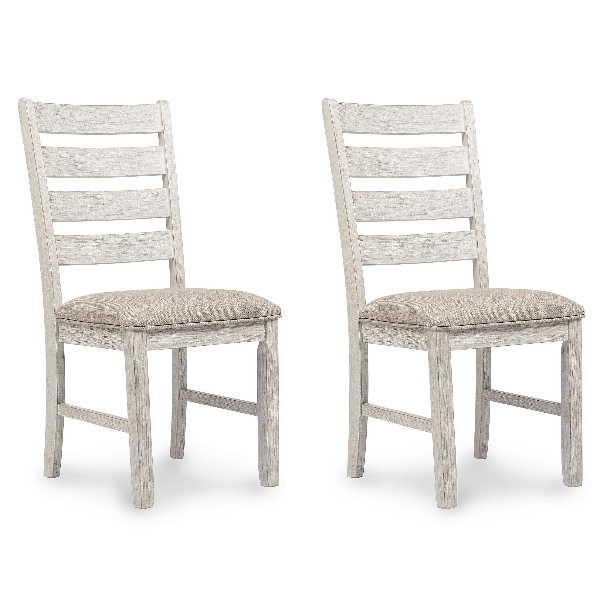Skempton Coastal Chic White & Brown Upholstered Ladderback Side Chair