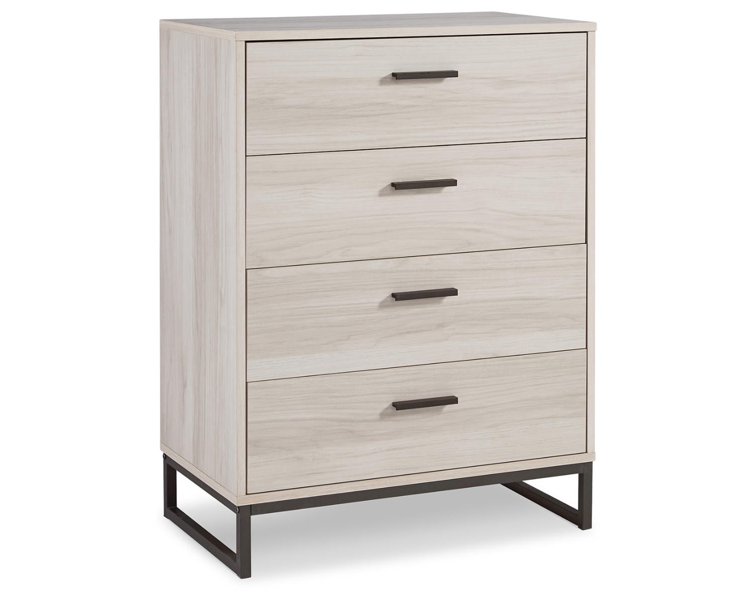 Signature Design by Ashley Socalle Modern Industrial 4 Drawer Chest of Drawers, Washed Beige