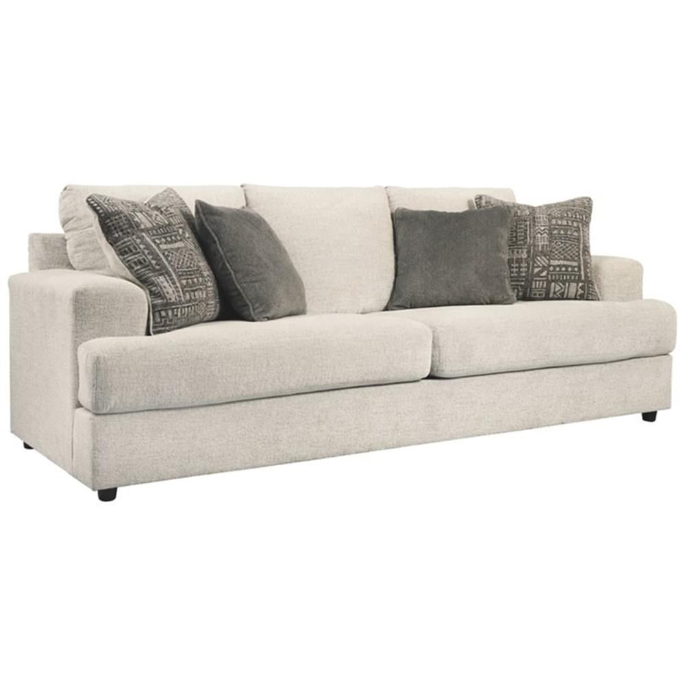 Beige Microfiber Stationary Sofa with Removable Cushions
