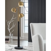Signature Design by Ashley Sorcha Metal Floor Lamp, Gold Finish/Black, Contemporary Multi-Light Floor Lamp with Marble Base