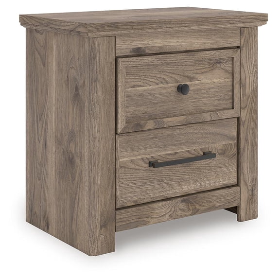 Signature Design by Ashley Stanziford Two Drawer Night Stand with USB Charging, Brown Hickory Finish