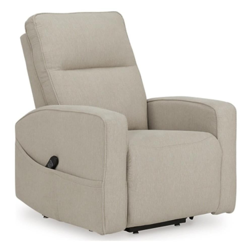 Contemporary Smoke Gray Polyester Power Lift Recliner with Massage