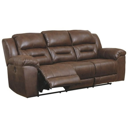Signature Design by Ashley Stoneland Power Reclining Sofa in Chocolate
