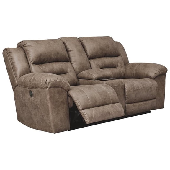 Signature Design by Ashley Stoneland Power Reclining Loveseat in Fossil