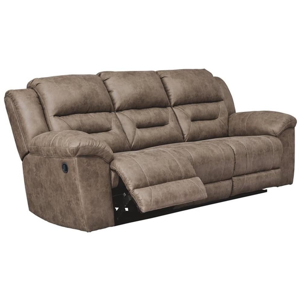 Stoneland Fossil Brown Tufted Faux Leather Reclining Sofa