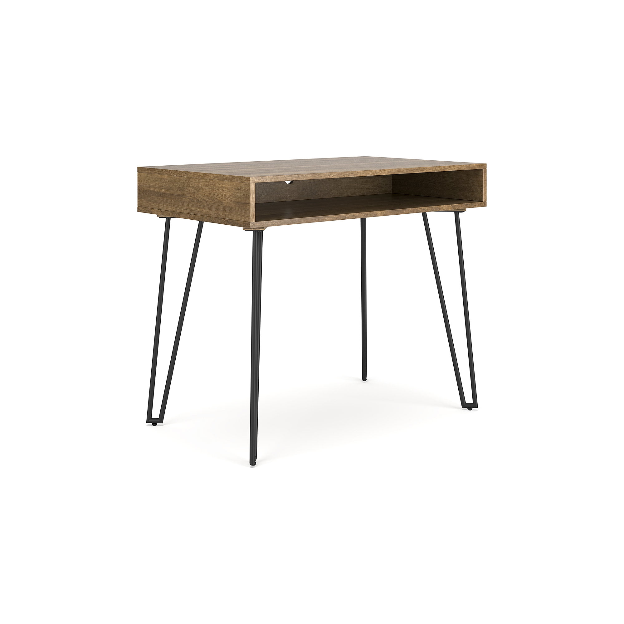 Strumford 36" Brown Wood and Black Metal Home Office Desk