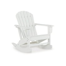 Signature Design by Ashley Sundown Treasure Outdoor Patio HDPE Weather Resistant Adirondack Rocking Chair, White