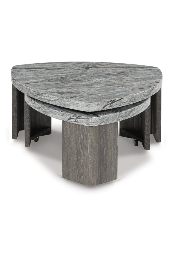 Surmour Modern Nesting Coffee Table with Faux Marble Top, Gray