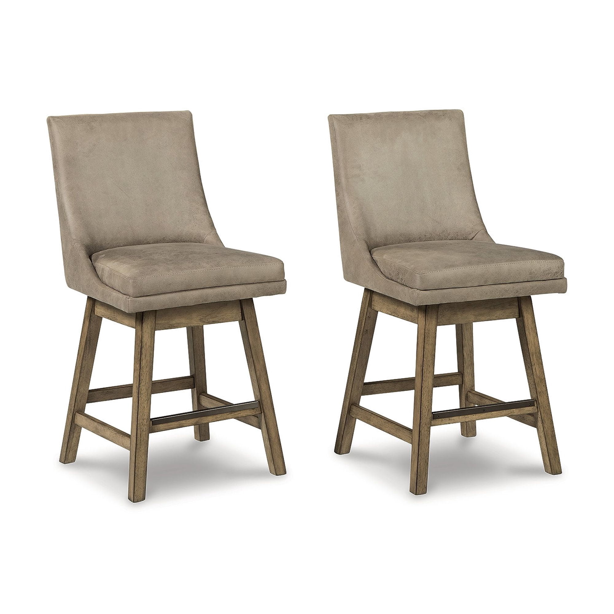Signature Design by Ashley Tallenger Upholstered Swivel Counter Height Barstool Set of 2, Beige