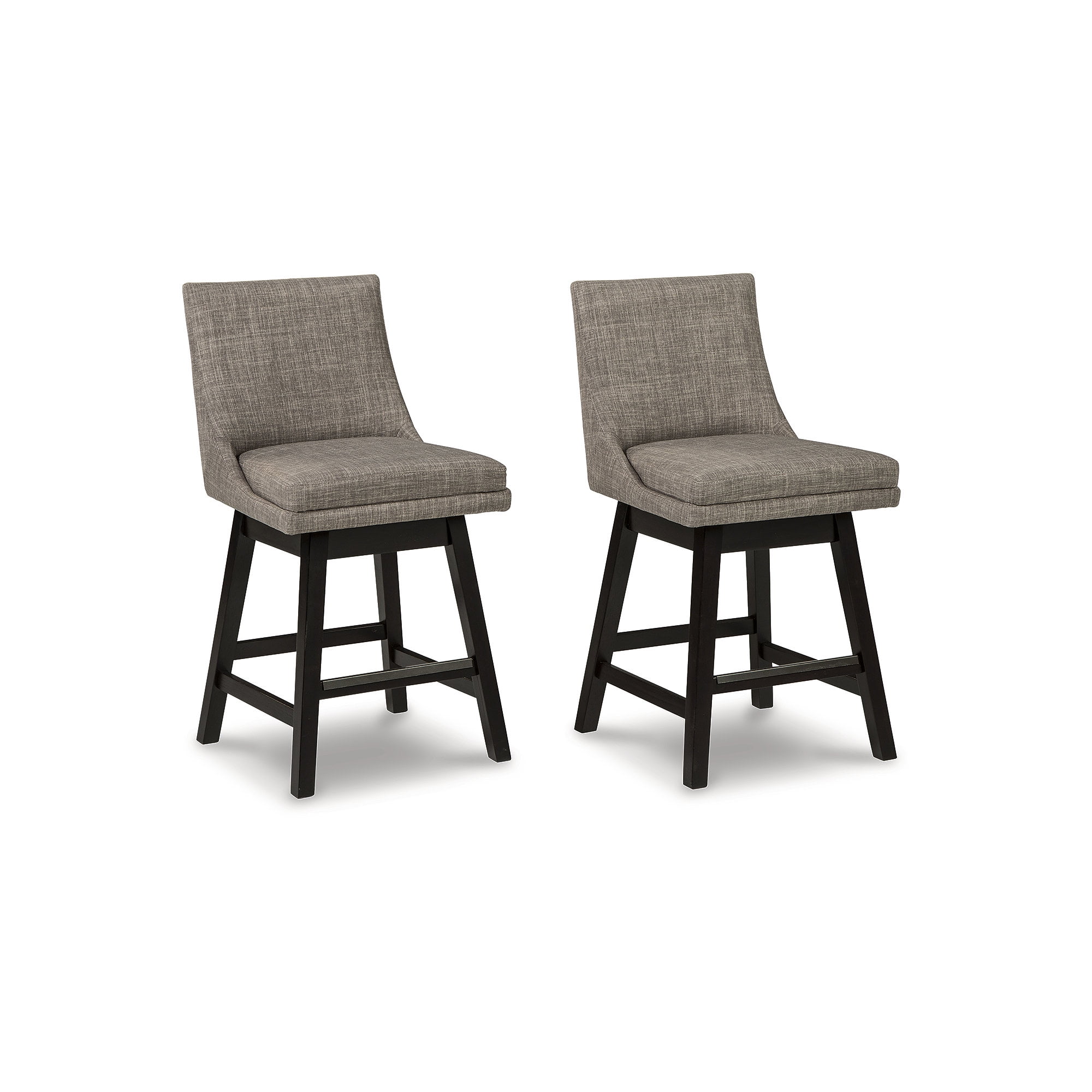 Transitional Beige Wood Swivel Barstool with Light Gray Upholstery