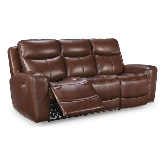 Signature Design by Ashley Thornfield Power Reclining Sofa in Mahogany