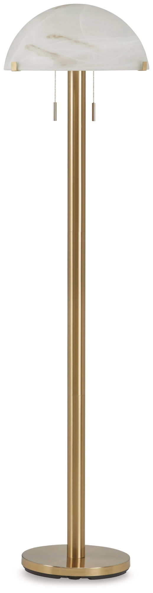 Signature Design by Ashley Tobbinsen 61" Art Deco Glass Dome Metal Floor Lamp with Pull Chains, Brass