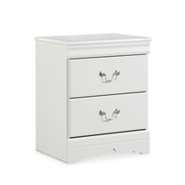 Signature Design by Ashley Anarasia 2-Drawer Nightstand – White Louis Philippe Style, Sleek Bedside Table with Pewter Hardware & Smooth-Gliding Drawers