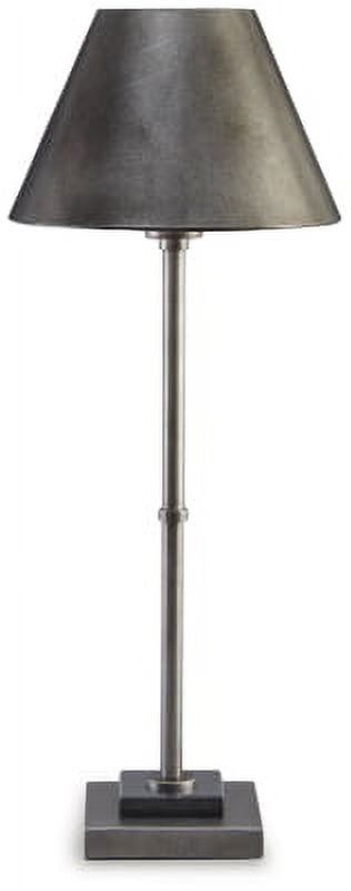 26.38" Pewter and Black Metal Table Lamp with Marble Base