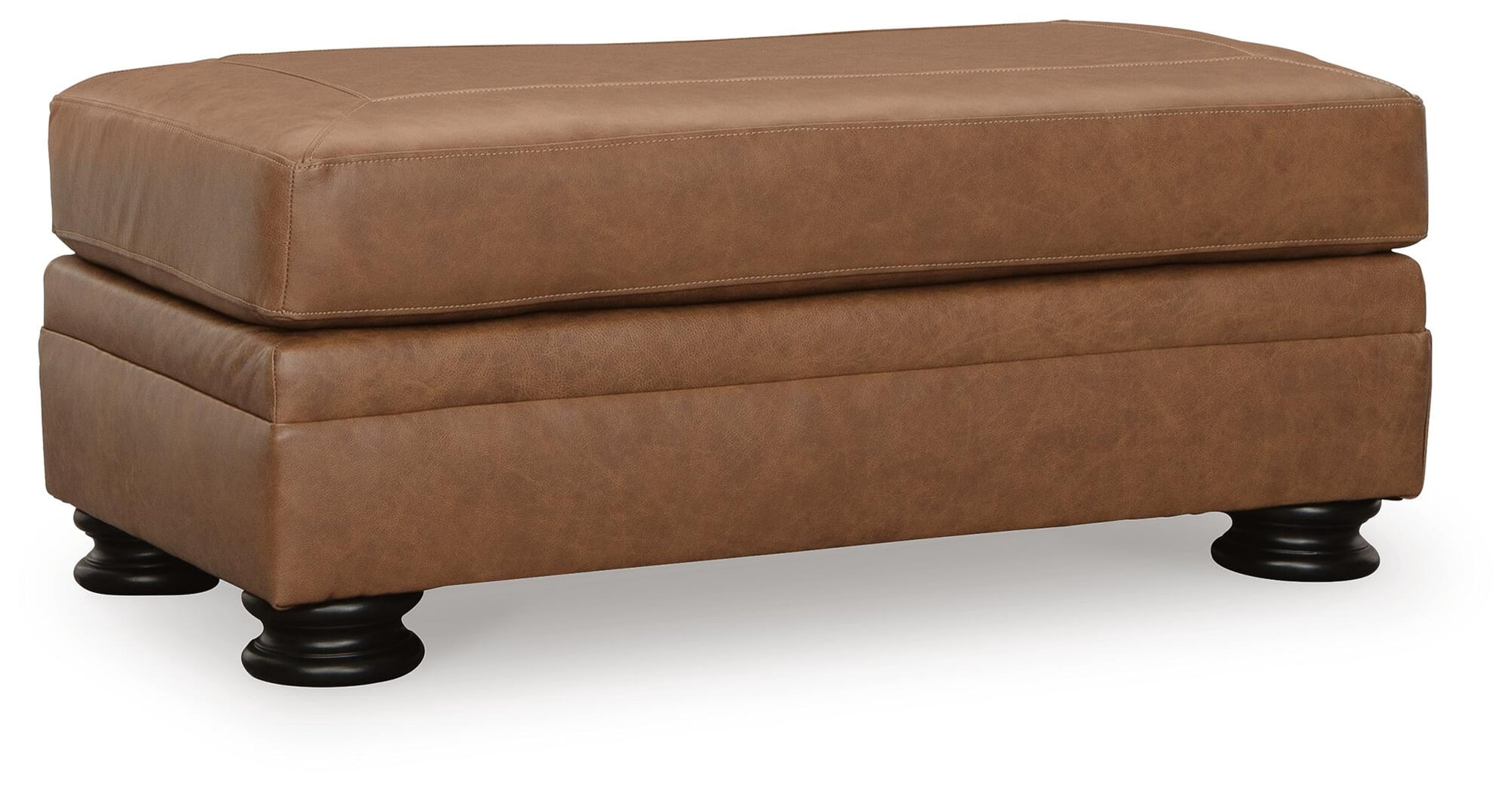 Signature Design by Ashley Traditional Carianna Leather Ottoman, Caramel