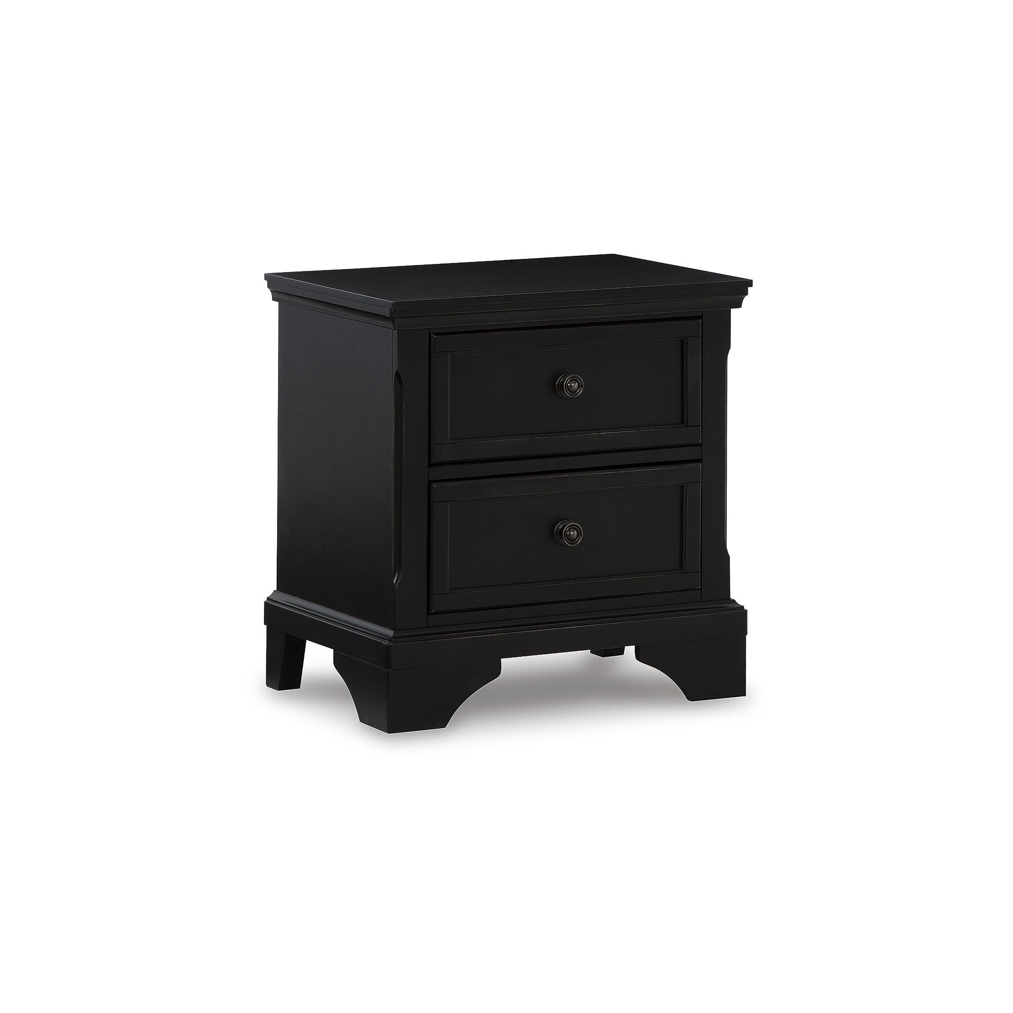 Chylanta Traditional Black 2-Drawer Nightstand with Bronze Knobs