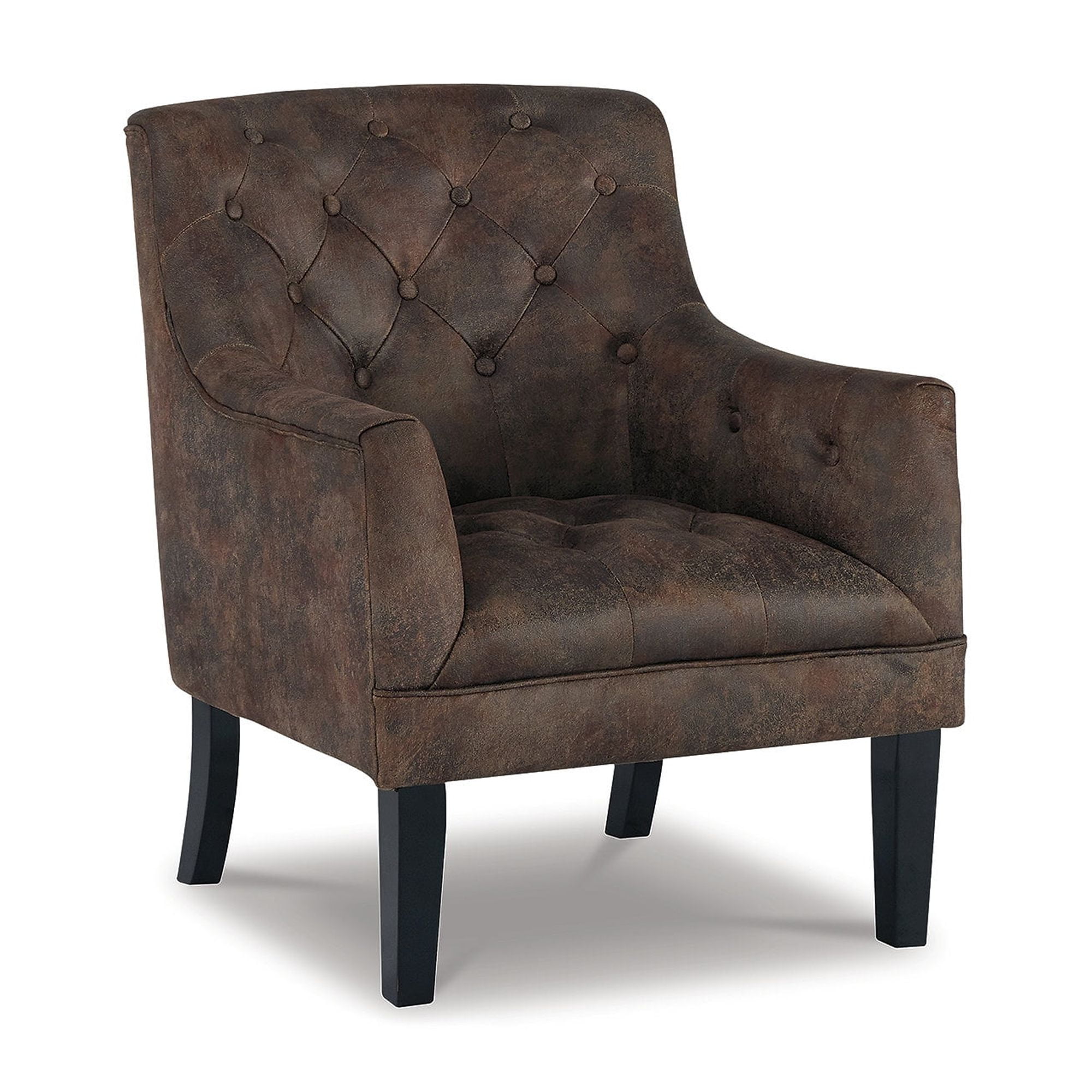 Mahogany Brown Faux Leather French Country Accent Chair