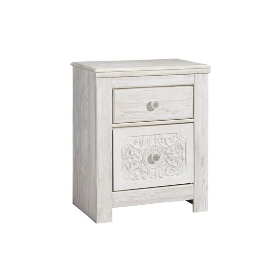 Signature Design by Ashley Traditional Paxberry 2 Drawer Nightstand, Whitewash