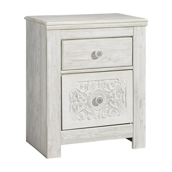 Signature Design by Ashley Traditional Paxberry 2 Drawer Nightstand, Whitewash