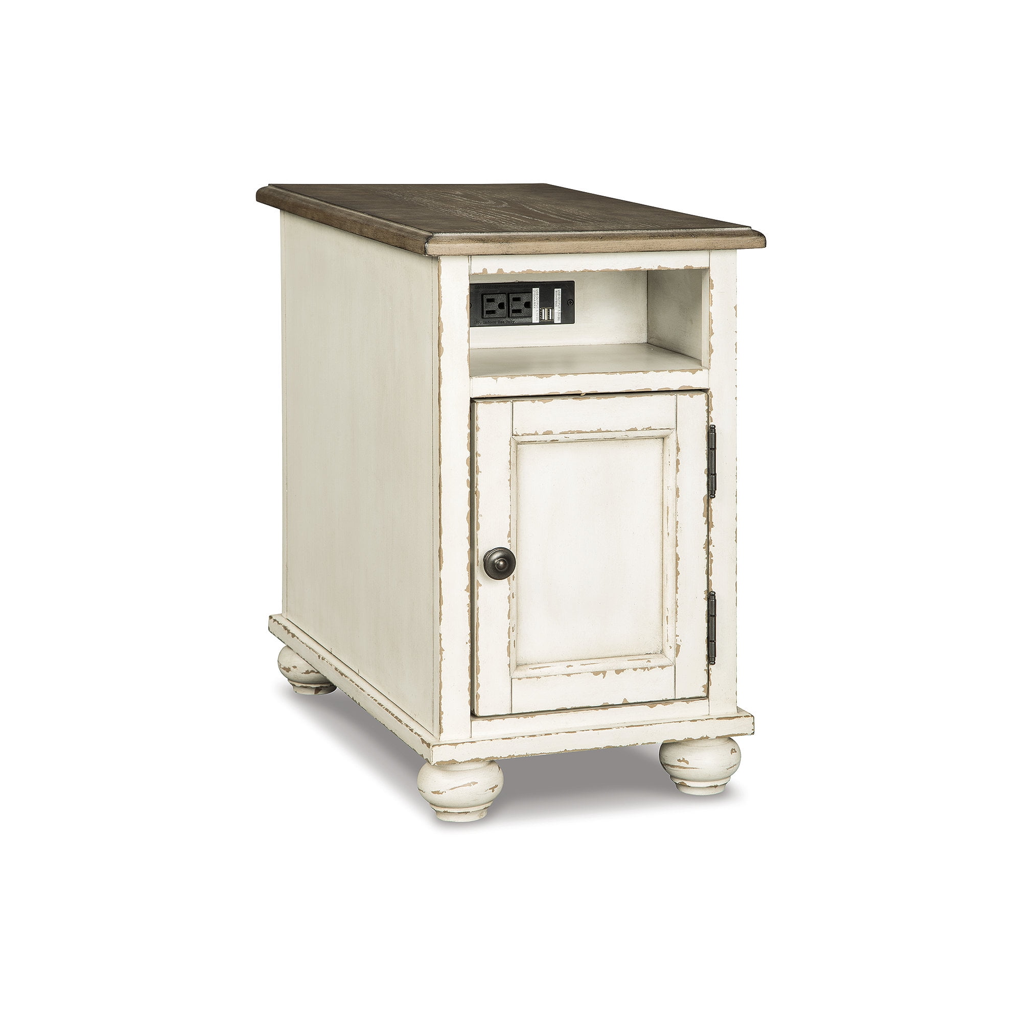 Realyn Chair Side End Table - White/Brown Realyn Chair Side End Table - White/Brown