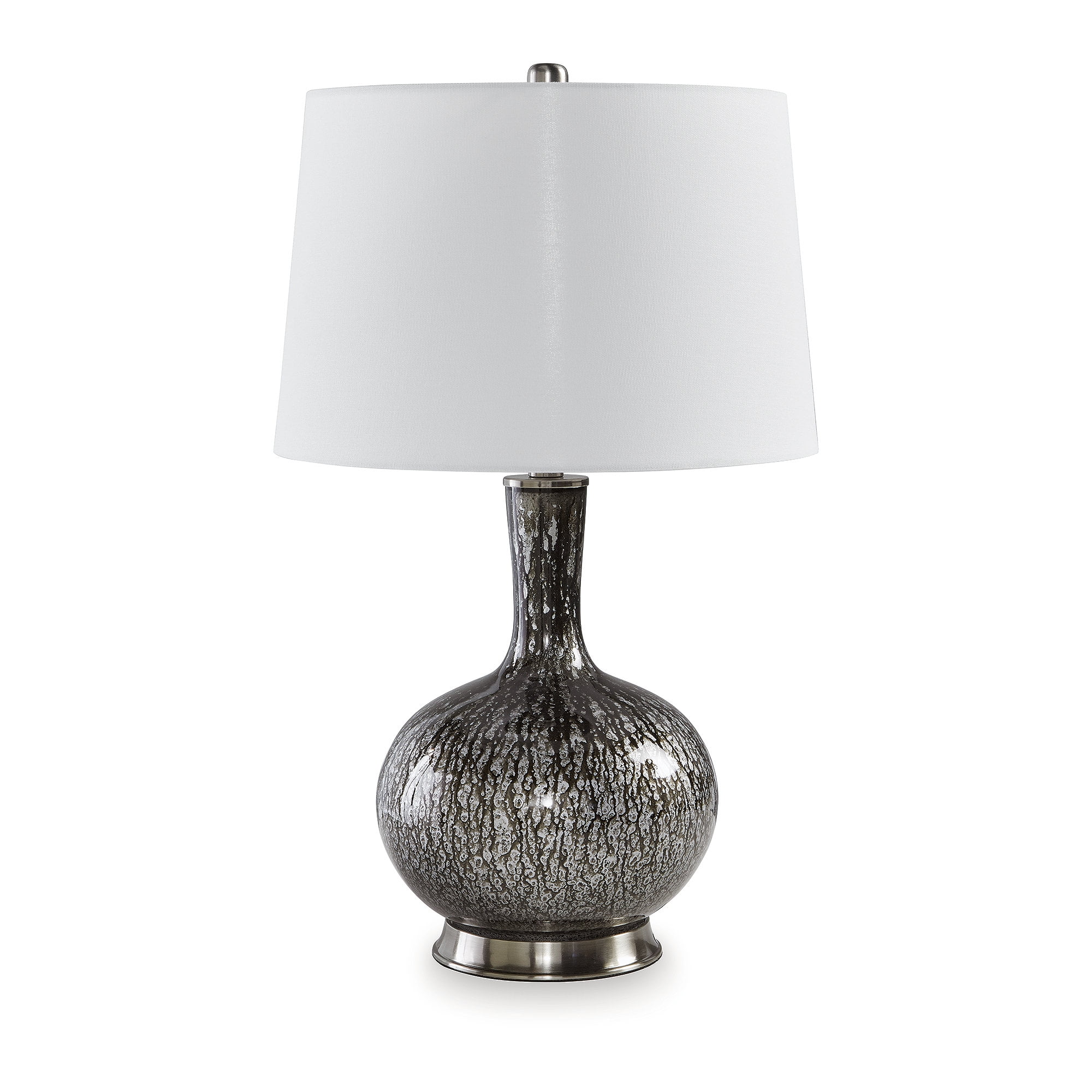 Tenslow 26-Inch Black Mercury Glass Table Lamp with Drum Shade